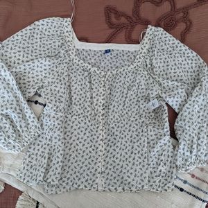 NWT Old Navy Gold and White Shirred Top